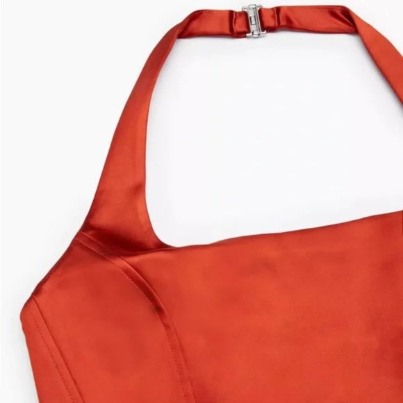 $88 NWT Aritzia Wilfred Dusk Halter Top in 'Revel Red' S/M. SOLD OUT - Picture 5 of 8